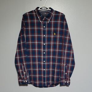 US Polo Assn. Men's Long Sleeve Teal & Red Plaid Sz XL - Western, Cowboy, Dress